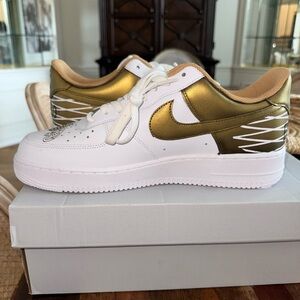 Nike Gold and White Low-Top Sneakers